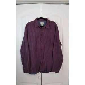 Vtg Haband Men's Lined Size XL Red Blue Plaid Long Sleeve Button Up Woven Warm